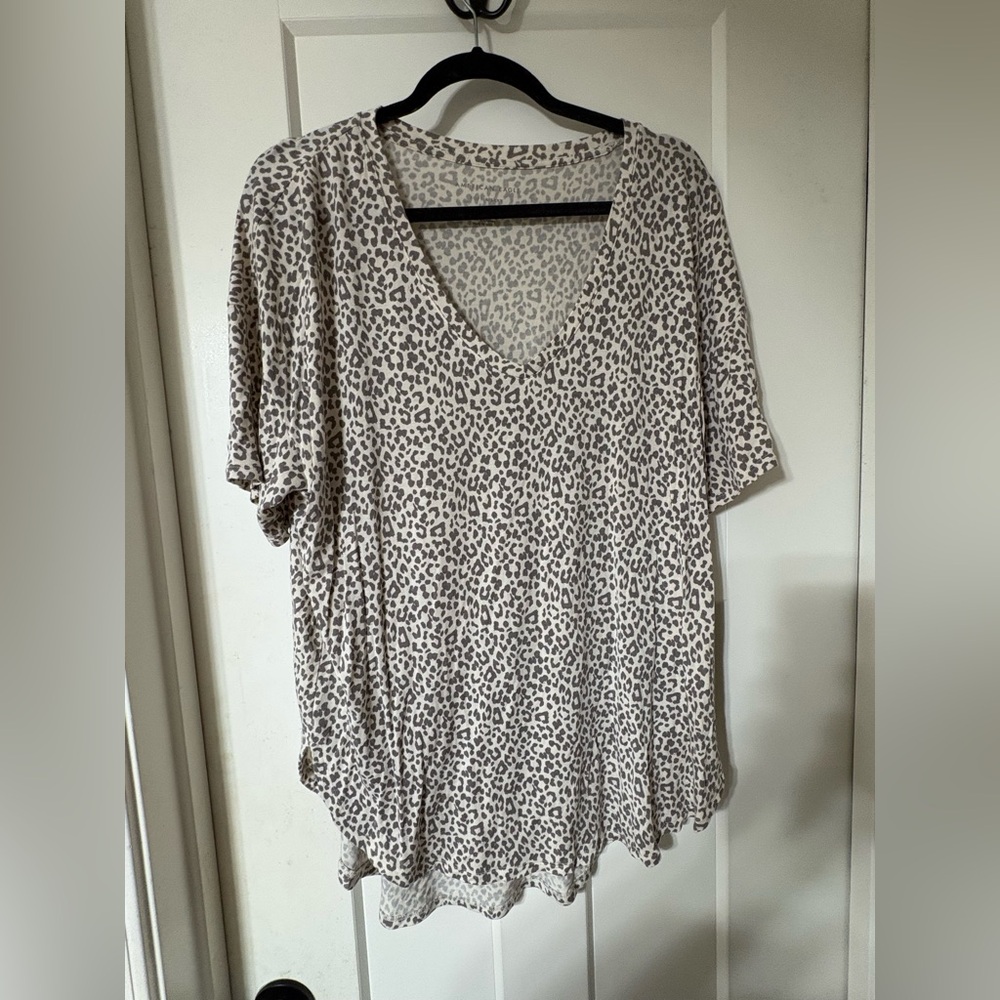 American Eagle Leopard Print Soft & Sexy V-Neck Tee